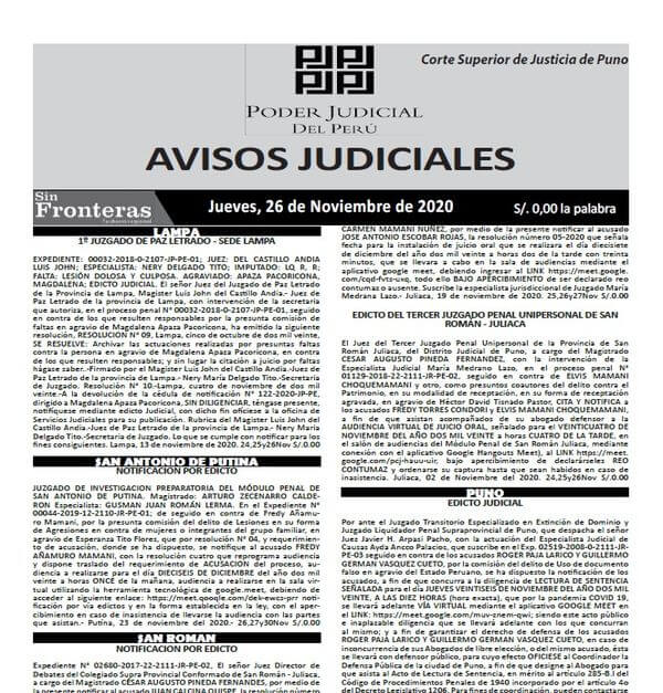  JUDICIALES PUNO 26112020