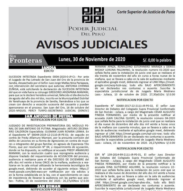  JUDICIALES PUNO 30112020