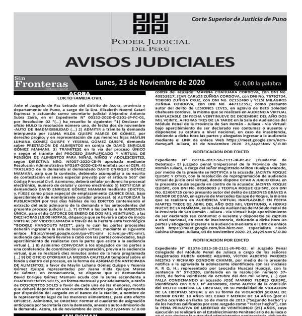  JUDICIALES PUNO 23112020