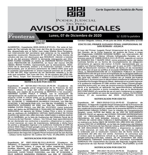  JUDICIALES PUNO 07122020