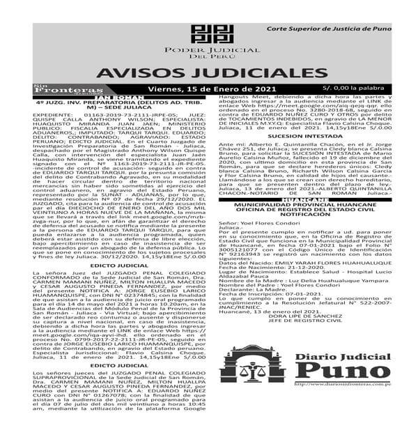  JUDICIALES PUNO  15012021