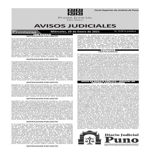  JUDICIALES PUNO 20012021