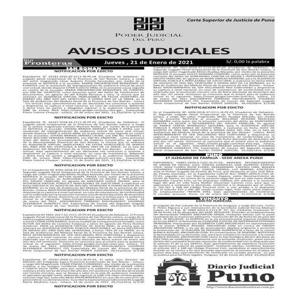  JUDICIALES PUNO 21012021