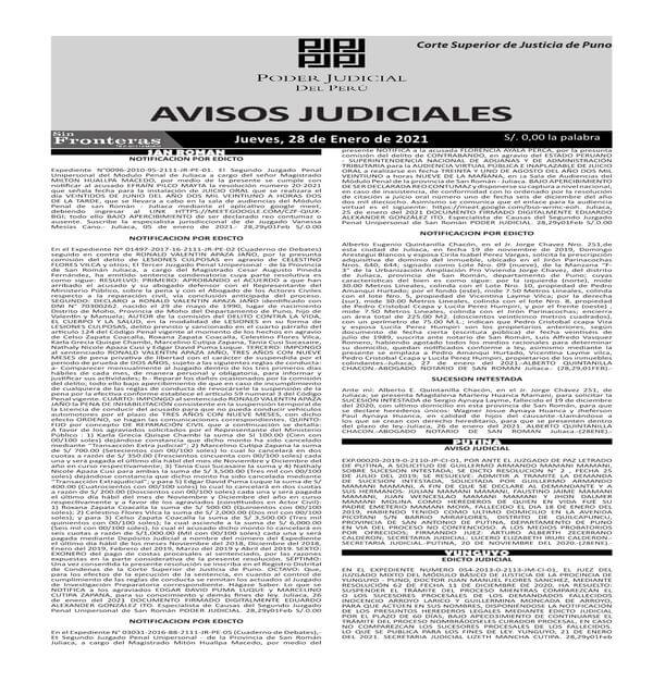  JUDICIALES PUNO 28012021