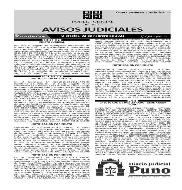  JUDICIALES PUNO 03022021