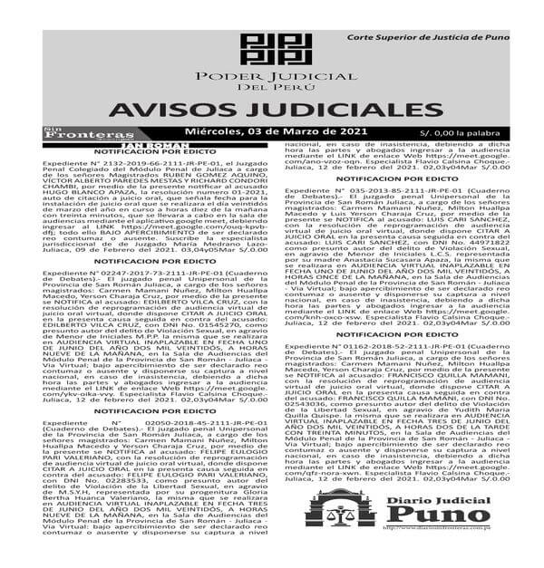  JUDICIALES  PUNO  03032021