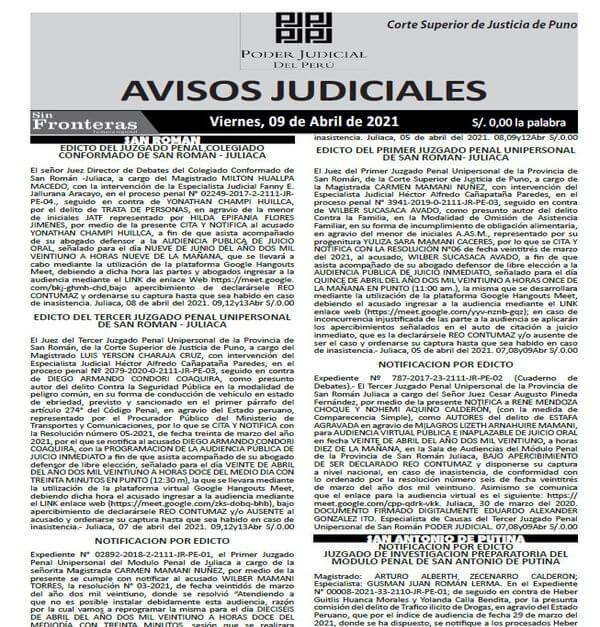  JUDICIALES PUNO  09042021