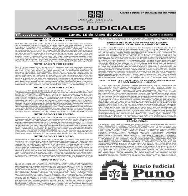  JUDICIALES PUNO 17052021