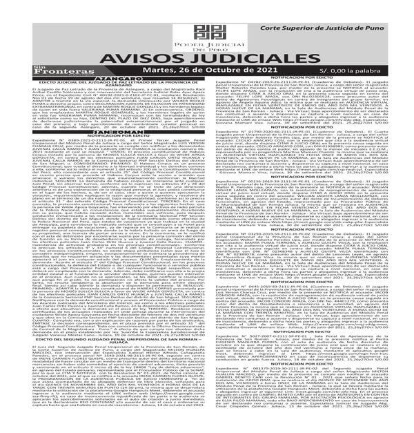  JUDICIALES PUNO 26102021
