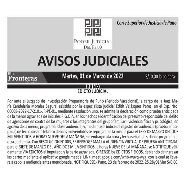  JUDICIALES PUNO 01032022