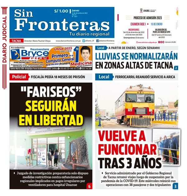  DIARIO SIN FRONTERAS TACNA   22122022