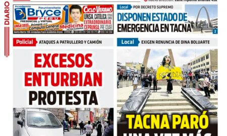 PORTADA DIARIO SIN FRONTERAS TACNA