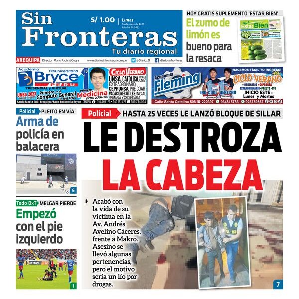  DIARIO SIN FRONTERAS AREQUIPA 16012023