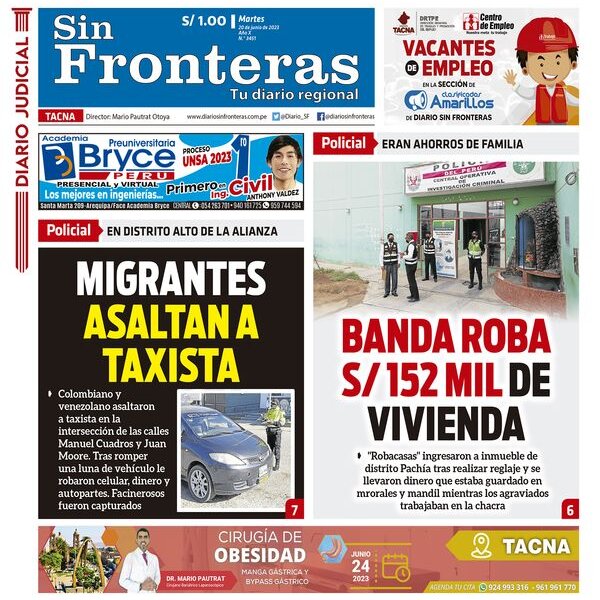  DIARIO SIN FRONTERAS TACNA  20062023