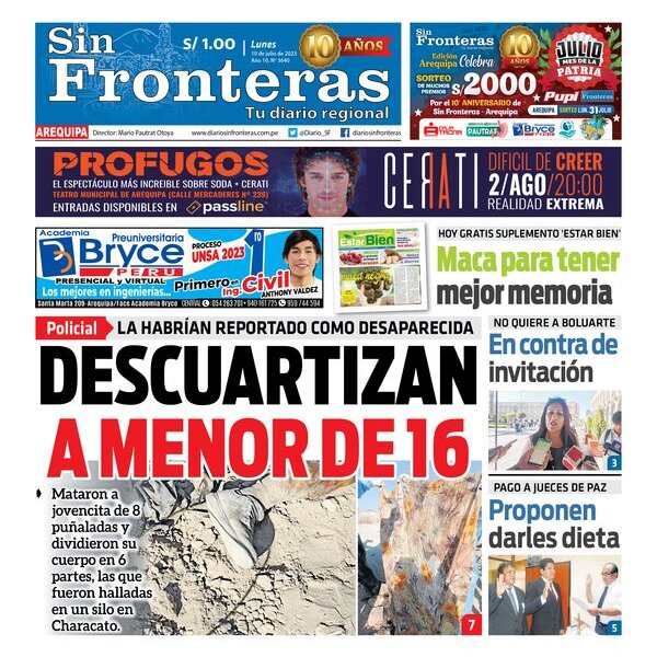  DIARIO SIN FRONTERAS AREQUIPA 10072023