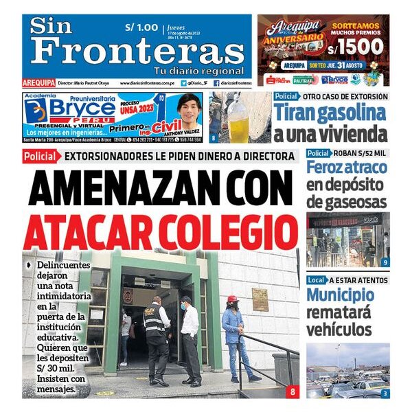  DIARIO SIN FRONTERAS AREQUIPA 17082023