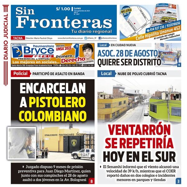  DIARIO SIN FRONTERAS TACNA 04092023