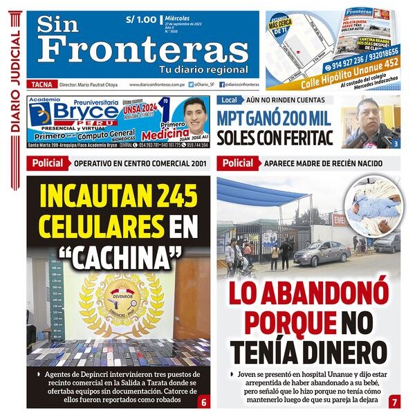  DIARIO SIN FRONTERAS TACNA 27092023