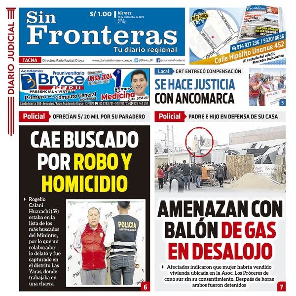  DIARIO SIN FRONTERAS TACNA  29092023