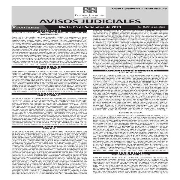  JUDICIALES PUNO 05092023