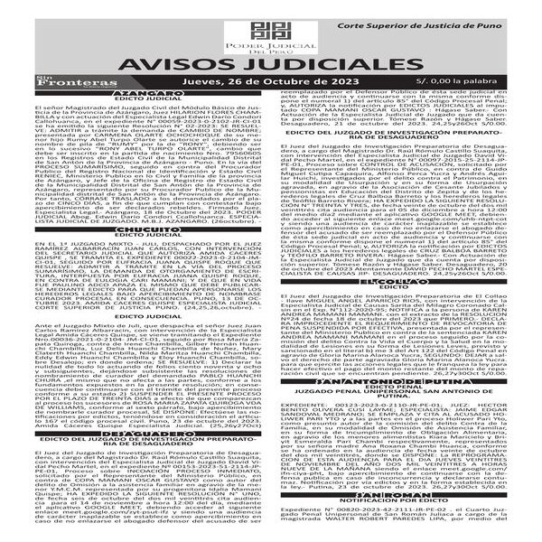  JUDICIALES PUNO 26102023