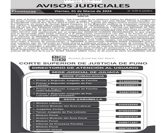  JUDICIALES PUNO 01032024