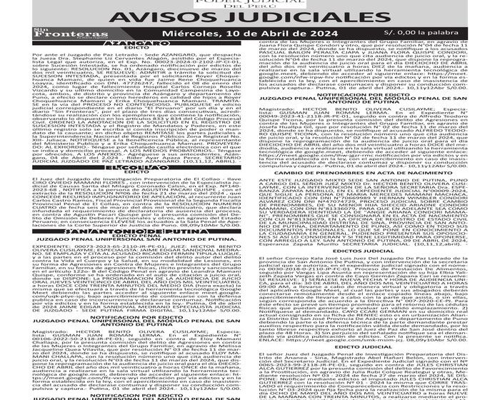  JUDICIALES PUNO 10042024