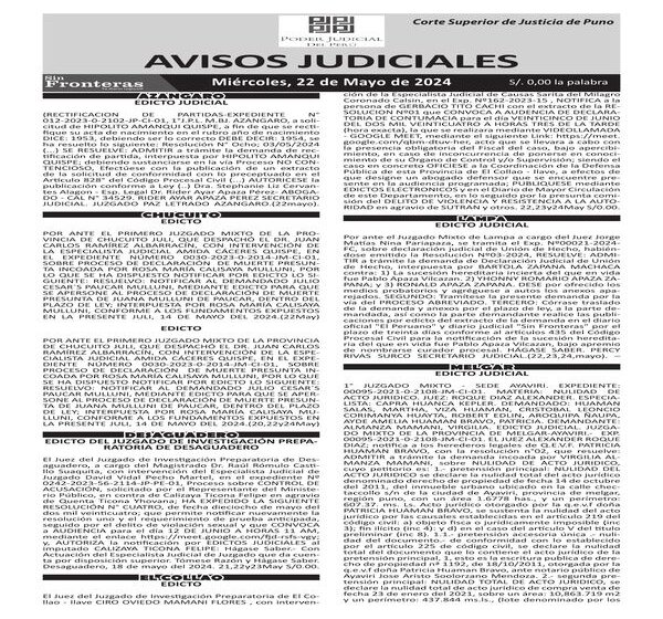  JUDICIALES PUNO 22052024