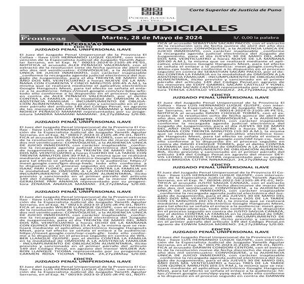  JUDICIALES PUNO 29052024