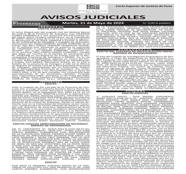  JUDICIALES PUNO 21052024