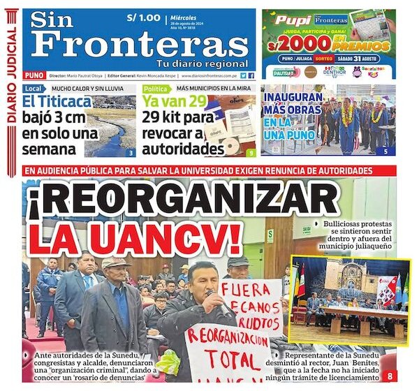  DIARIO SIN FRONTERAS PUNO 28082024