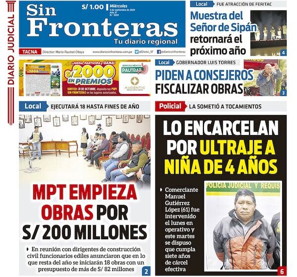  DIARIO SIN FRONTERAS TACNA 04092024