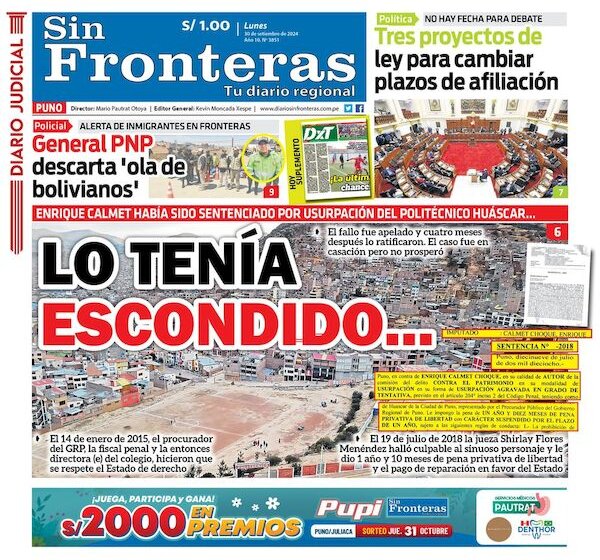  DIARIO SIN FRONTERAS PUNO 30092024