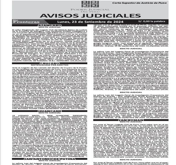  JUDICIALES PUNO 23092024