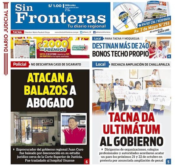  DIARIO SIN FRONTERAS TACNA   16102024