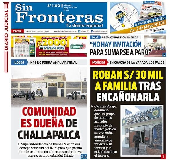  DIARIO SIN FRONTERAS TACNA  25102024