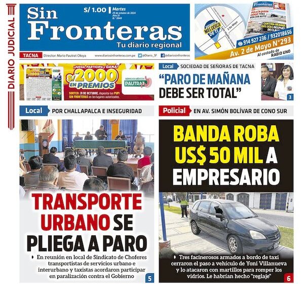  DIARIO SIN FRONTERAS TACNA  29102024