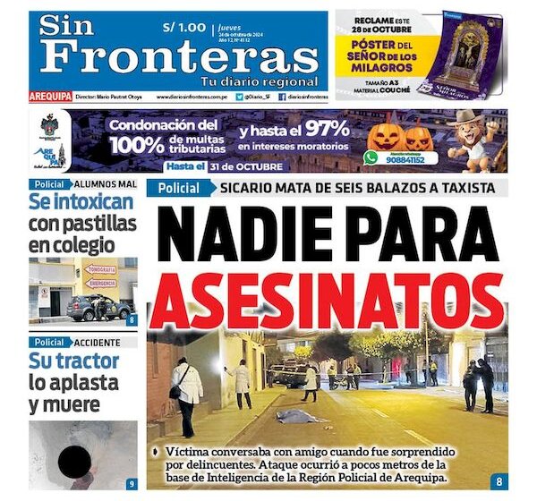  DIARIO SIN FRONTERAS AREQUIPA 24102024