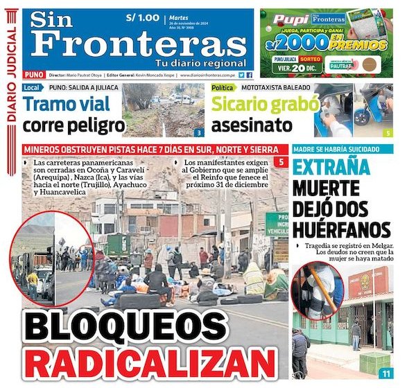  DIARIO SIN FRONTERAS PUNO 26112024