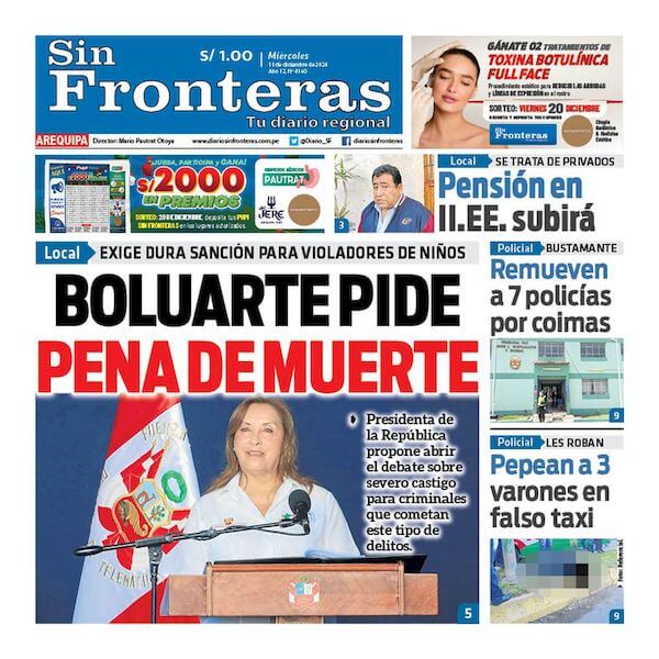 DIARIO SIN FRONTERAS AREQUIPA ,DIGITAL DIARIO SIN FRONTERAS, SIN FRONTERAS DIGITAL, AREQUIPA, DIGITAL SIN FRONTERAS, PORTADA, DIARIO, PERIODICO