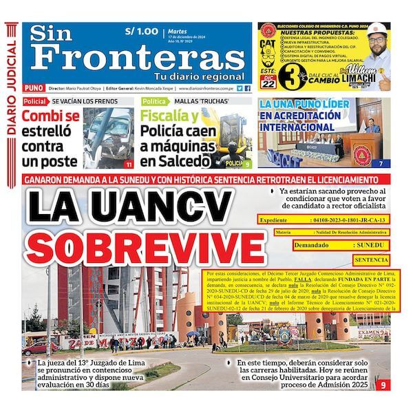 DIARIO SIN FRONTERAS PUNO