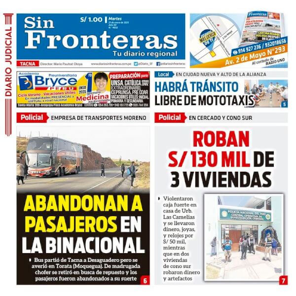 DIARIO SIN FRONTERAS TACNA