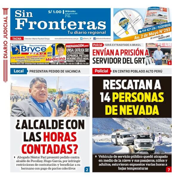 DIARIO SIN FRONTERAS TACNA